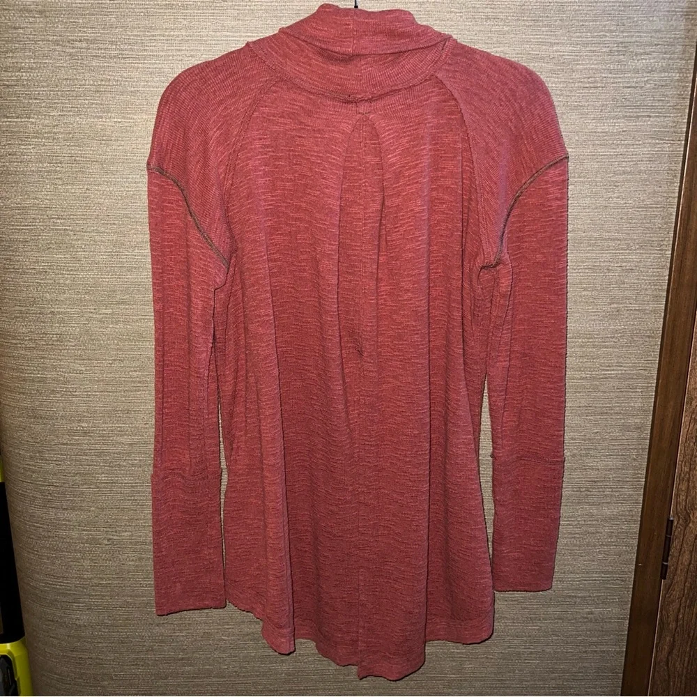 Free People Split Back Dark Burnt Red Cowl Mock Neck Turtleneck Pullover XS